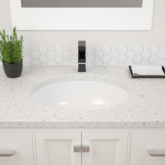 Undermount Bathroom Sink Oval - Dcolora 18"x15" White Porcelain Ceramic Oval Vessel Sink Under Counter Lavatory Vanity Bath Sink Bowl Basin With Overflow