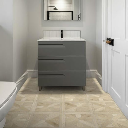 12-Pack Peel and Stick Floor Tile, 12" x 12" Pinwheel SPC Self-Adhesive Luxury Vinyl Flooring, Wood-Look Groutable Backsplash Tile for Kitchen Bathroom, Natural Oak, Covers 12 Sq. Ft.