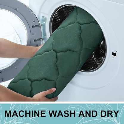 OLANLY Memory Foam Toilet Rugs U-Shaped 24x20, Ultra Soft and Absorbent Bathroom Rugs, Non-Slip, Comfortable, Machine Washable Contour Bath Mat for Toilet Base, Home Decor Accessories, Dark Green