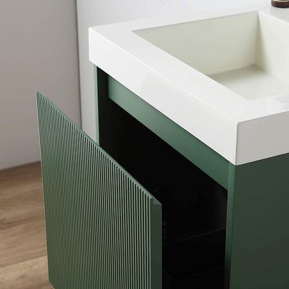 Blossom 20 Inch Bathroom Vanity with Sink, All Wood Wall Mounted Floating Bathroom Vanity Cabinet with Acrylic Sink, Bathroom Sink Cabinet w/Soft-Close Drawer, Modern Style Vanities, Aventurine Green