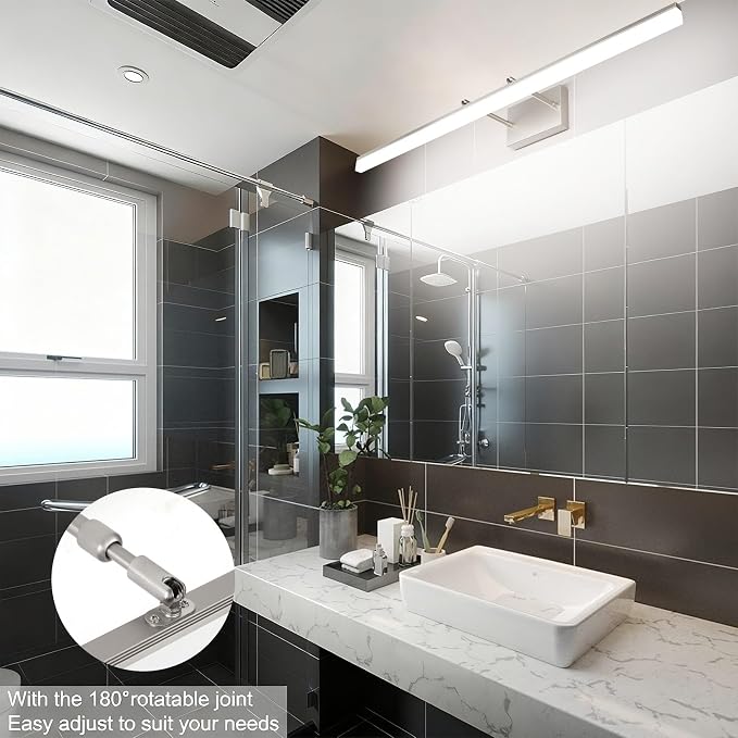 Aipsun 40 inch Modern Brushed Nickel Vanity Light Adjustable LED Bathroom Light Fixtures Over Mirror Rotatable Vanity Lighting 5500K