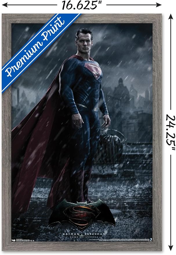 Trends International DC Comics Movie - Batman v Superman - Superman Wall Poster, 14.72" x 22.37", Barnwood Framed Version