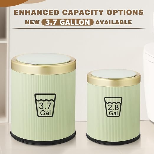 Motion Sensor Trash Can Bathroom,Touchless Garbage Can with Lid | 3.7 Gallon Modern Automatic Garbage Bin,Diaper Trash Bin,Plastic Smart Dog Proof Trash Bin for Bedroom, Office, Kitchen-Green