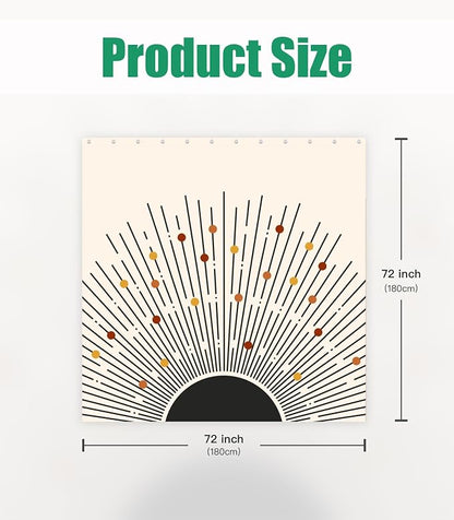 Shower Curtain for Bathroom Stall Boho Modern Cute Aesthetic Decorative Girly Waterproof Unique Art Sun Elegant Girls Chic Print Design Teen Pretty Women Cortinas de Baño Bathtub 72 x72 Inch
