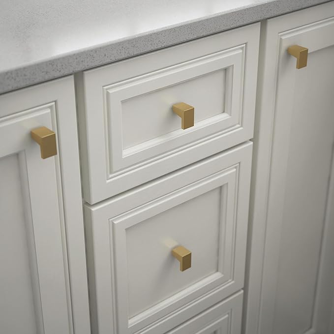 Franklin Brass (10-Pack) – Modern Gold Cabinet Knobs for Dressers, Drawers, Kitchen Cabinet Door, Vanity, Furniture, Closet Knobs, 1-1/16 Inch Square | Mirrored