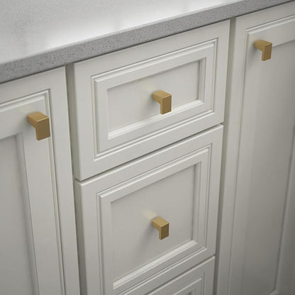 Franklin Brass (10-Pack) – Modern Gold Cabinet Knobs for Dressers, Drawers, Kitchen Cabinet Door, Vanity, Furniture, Closet Knobs, 1-1/16 Inch Square | Mirrored
