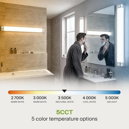 ASD 48 Inch LED Bathroom Vanity Light, 5CCT 2700K-5000K 35W, Dimmable Bathroom Light Fixtures, Modern Vanity Lights for Bathroom Lighting Fixtures Over Mirror, Wall Light Bar, Brushed Nickel, ETL, 2P