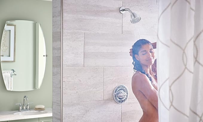 Moen Gibson Chrome Pressure Balancing Eco-Performance Showerhead, Shower Handle, and Tub Spout, Posi-Temp Valve Required, T2903EP