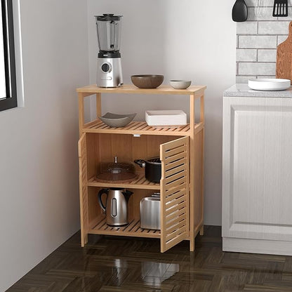 Bathroom Storage Cabinet, Freestanding Floor Cabinet with 2 Doors and Top Shelf for Kitchen, Entryway, Living Room