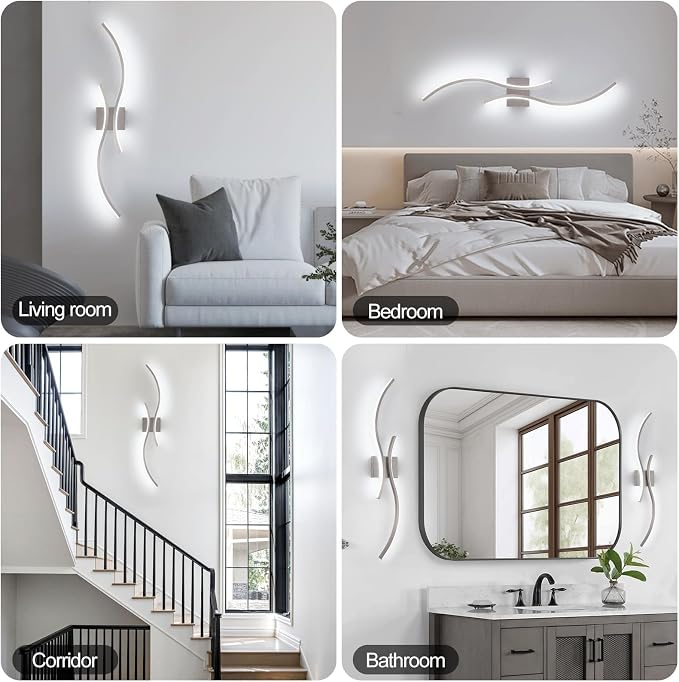 CANEOE Modern Led Wall Light, 39inch Brushed Nickel Indoor Led Wall Sconce Lighting for Living Room Hallway Bedroom Bedside Wall Lamp (Brushed Nickel,6000K,1 Pack)