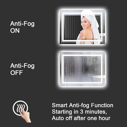 Snowdool 30 x 36 in LED Bathroom Mirror, Front and Backlit, Anti-Fog | Front and Backlit, Stepless Dimming, Anti-Fog, Memory Function