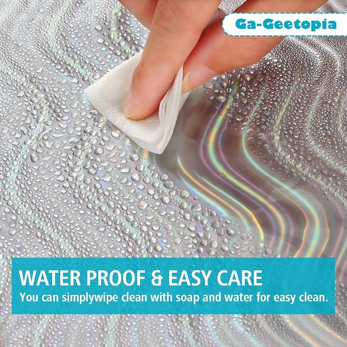 Ga-Geetopia Holographic 3D EVA Shower Curtain Liner Wave, 72x72 Premium Medium Weight Clear Plastic Bathroom Shower Curtain with Rustproof Metal Grommets for Shower Stall, Bathtubs