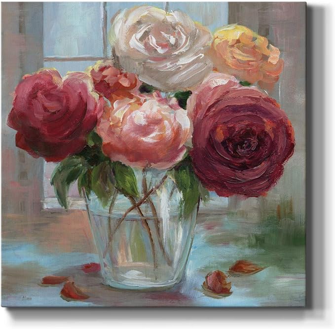 Renditions Gallery Rose Society Wall Art, Premium Gallery Wrapped Canvas Decor, Ready to Hang, 40 in H x 40 in W, Made in America Print