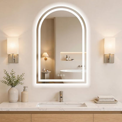 Arched Led Bathroom Mirror with Lights 20"x30", Anti-Fog,LED Mirrors with Light, Anti-Fog, Dimmable, 3 Color, Shatterproof, Touch Sensor