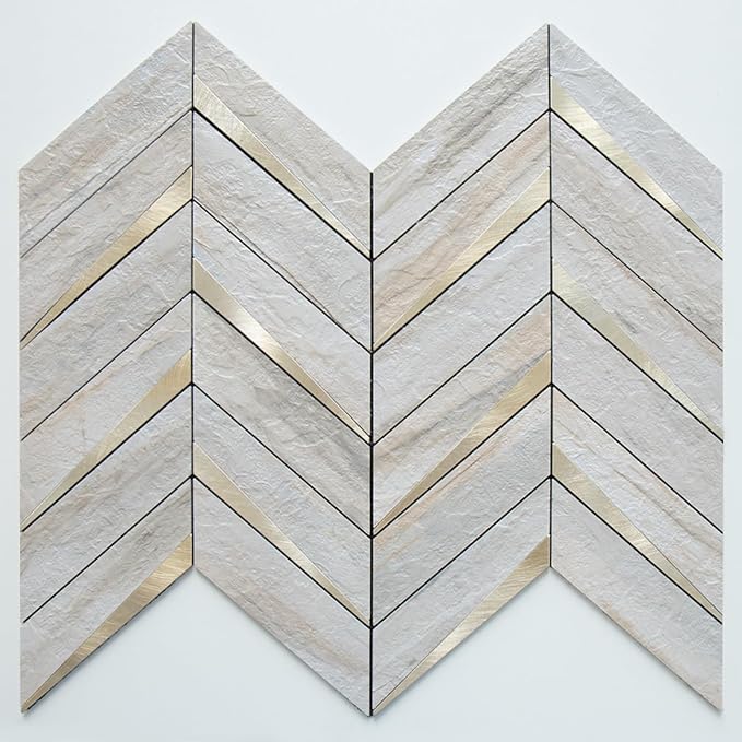 DICOFUN 1 Sheet Beige Slate Peel and Stick Backsplash, Faxu Stone PVC Stick on Backsplash Wall Tiles for Kitchen and Bathroom