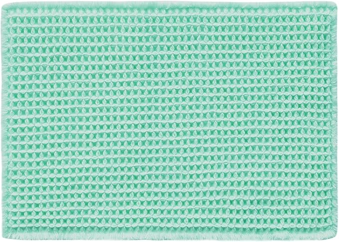 TYUU Waffle Bath Mat, Boho Bathroom Rugs Non Slip, 48x24 Aqua Blue | Super Absorbent Quick Dry Bath Rug, Non-Slip Backing, Soft Waffle Washable Farmhouse Bathroom Mats, Tub, Shower & Home Decor