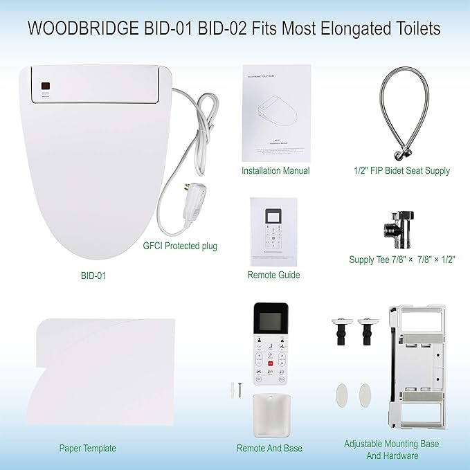 WOODBRIDGE BID-01 Smart Toilet Seat, White