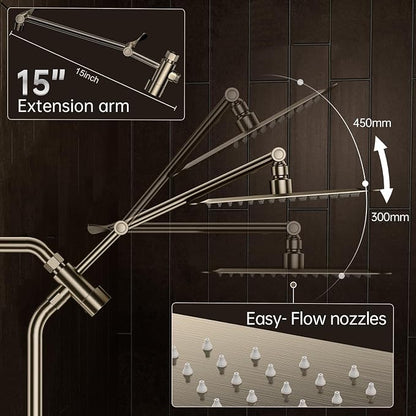 Veken All Metal 10" Luxurious Brushed Nickel Rain Shower Head with Handheld | Dual High Pressure Shower Heads, Power-wash Hand Held with Hose,Double Detachable Showerhead,Square Rainfall,Bathroom Upgrade
