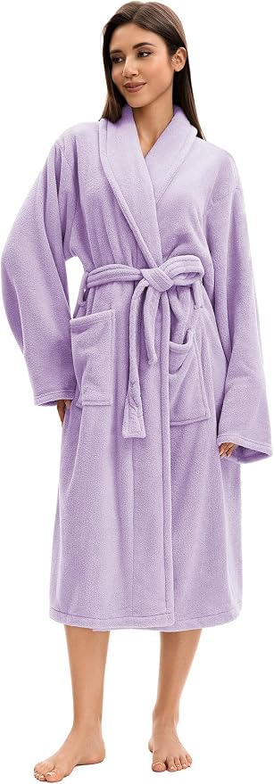Soft Robe For Women，Warm Plush Bath Robes Female，Spa Towel After Shower Lightweight Long Bathrobe
