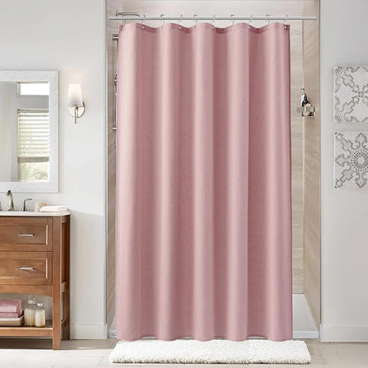 Pink 54 Inch Shower Curtain - Stall Narrow Half Linen Ultra Thick Fabric Shower Curtain Set with Hooks, Boho Farmhouse Rustic RV Camper Bath Curtains for Bathroom, 54x78