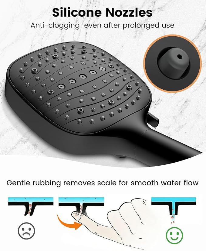 Filtered Shower Head with Handheld, High Pressure 7 Mode Black Handheld Shower Head with Hose and Filters for Hard Water, Built-in Power Wash to Clean Tub, Remove Chlorine - Reduce Dry Itchy Skin