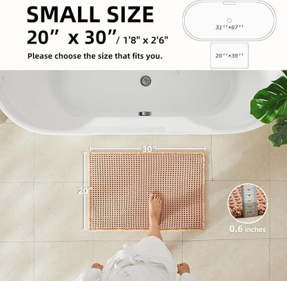 TYUU Waffle Bath Mat, Boho Bathroom Rugs Non Slip, 30x20 Light Peach | Super Absorbent Quick Dry Bath Rug, Non-Slip Backing, Soft Waffle Washable Farmhouse Bathroom Mats, Tub, Shower & Home Decor