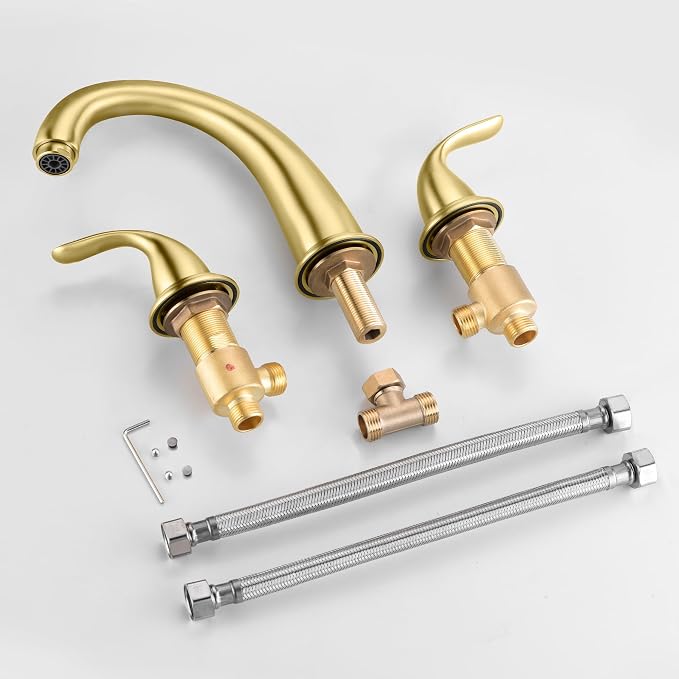 SUMERAIN 2-Handle Widespread Roman Bathtub Faucet Tub Filler with Valve Brushed Gold | 3 Holes, Tub Filler, with Valve, High Flow Rate, Traditional Design, Easy Install