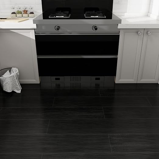 36-Pack 54 Sq.ft Peel and Stick Floor Tiles,Black Vinyl Flooring Wood Plank,Self-Adhesive Waterproof for Bedroom, Kitchen, Living Room Home Decor