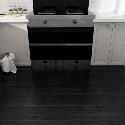 36-Pack 54 Sq.ft Peel and Stick Floor Tiles,Black Vinyl Flooring Wood Plank,Self-Adhesive Waterproof for Bedroom, Kitchen, Living Room Home Decor