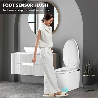 Smart Toilet for Bathroom, Modern Toilet with Heated Seat, Auto Off Seat Flushing, Foot Sensor, Night Light