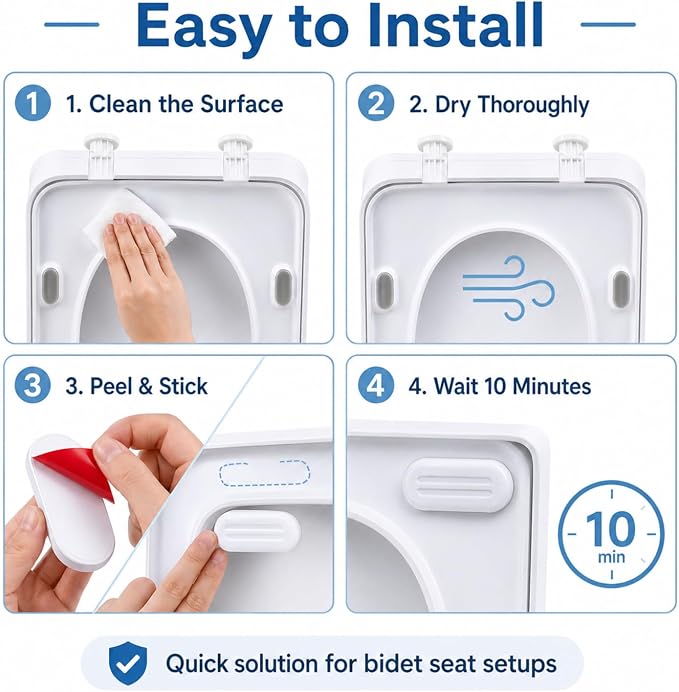 Blulu 8 Pcs Toilet Seat Bumpers for Bidet Universal Seat Bumper Spacers Kit Replacement Bumpers Pads with Strong Adhesive for Family Hotel Hospital School