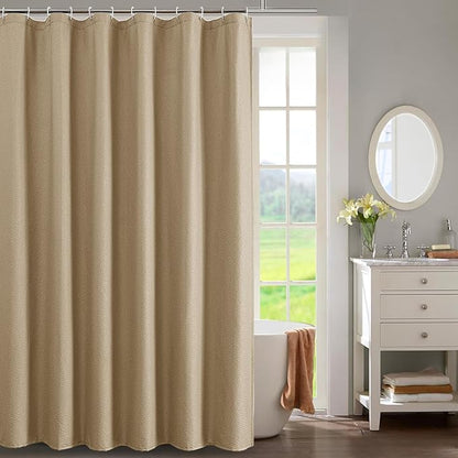 OWENIE Taupe Shower Curtain for Bathroom 96 Inches Extra Long, Elegant 3D Embossed Textured Fabric Shower Curtains, Water Repellent, Machine Washable, Hotel Style, 72" W x 96" L, Taupe