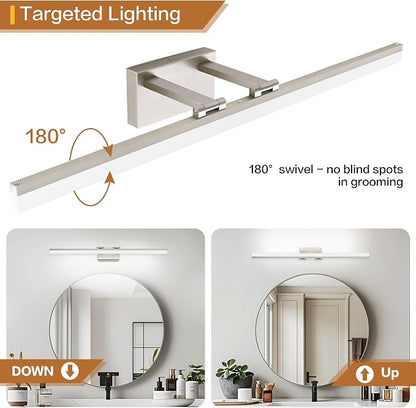 SOLFART Bathroom Lights Over Mirror: 32 Inch Bathroom Vanity Light- Brushed Nickel 6000K LED Lighting Fixtures IP44 Damp Rated, ETL Certified