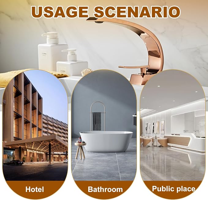 Rose Gold Bathroom Sink Faucet, Unique Design and Pop Up Drain