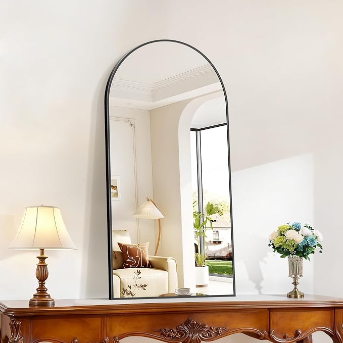 COFENY Arched Mirror, 20’’x40’’ Black Arch Mirror for Bathroom, Arched Bathroom Mirror with Frame, Modern Wall Mounted Mirror for Over Sink Mantle Bedroom Vanity Living Room Entryway