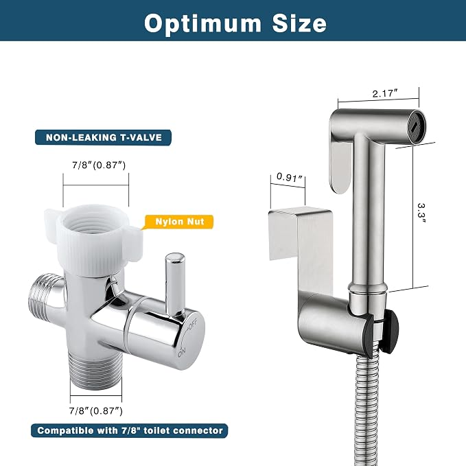 Bidet Sprayer for Toilet, Handheld Sprayer Kit, Cloth Diaper Sprayer Set - Stainless Steel - Vintage Style (Brushed Nickel)