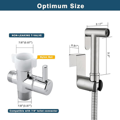 Bidet Sprayer for Toilet, Handheld Sprayer Kit, Cloth Diaper Sprayer Set - Stainless Steel - Vintage Style (Brushed Nickel)