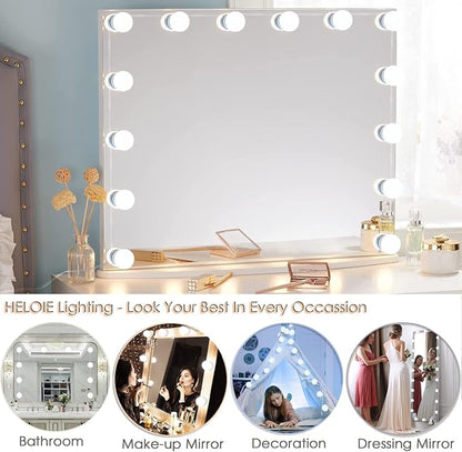 LED Vanity Mirror Lights,Hollywood Style,14 Bulbs Makeup Light | Stick On for Dresser Mirror,3 Color Lighting & Dimmable,Bright,No Drill,USB 5V,Power Off Memory,High CRI Shadow-Free