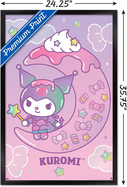 Hello Kitty and Friends: 24 Dreamland - Kuromi Wall Poster, 34L" x 22.4W", Black Framed Version