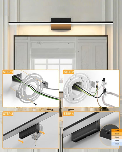Modern LED Bathroom Vanity Light,40inch (39.76'') 36W 3300 Lumen Dimmable Powder Room Light Fixtures Over Mirror,5CCT Vanity Lights for Bathroom, ETL Certified,Slim Rectangular Bar