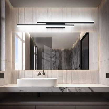 PRESDE 48 Inch LED Vanity Light Bar, Modern Black Bathroom Lighting Fixture Over Mirror