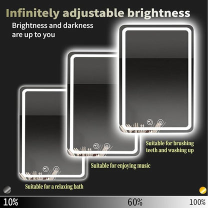 LTFUUAI 20"X28" LED Bathroom Mirror with Lights, Front & Back Light | Lighted Bathroom Mirror, Touch 3-Color Stepless Dimming, Wall Mounted, Anti-Fog Shatterproof, UL Listed