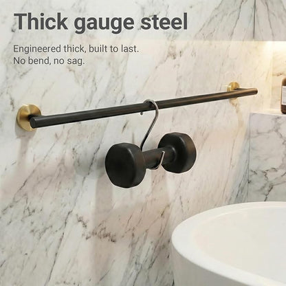 5-Piece Black Gold Bathroom Hardware Set, SUS304 Stainless Steel Wall Mounted Bathroom Accessories, 24 Inch Towel Bar, Towel Ring, Toilet Paper Holder, 2 Hooks, Rustproof Modern Bathroom Fixtures