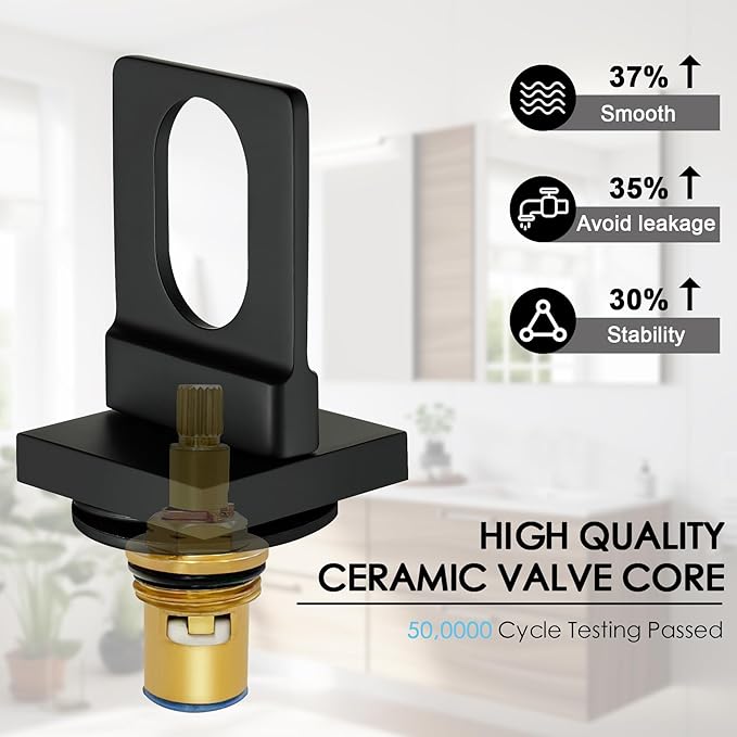 BAKALA Black Bathroom Faucet 3 Hole, 8-Inch Widespread Bathroom Sink Faucet, 2-Handle Matte Black Faucet Bathroom with Water Supply Hoses, Modern Hollowed Design