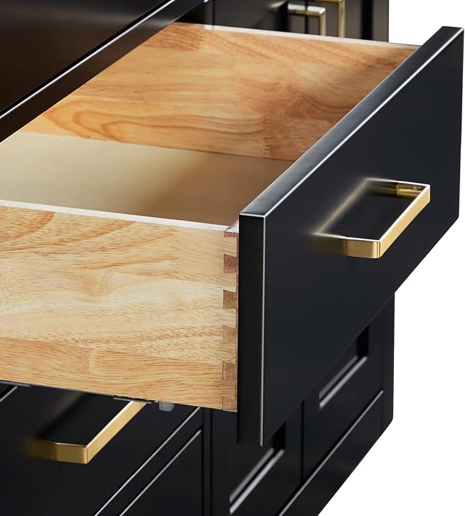 ARIEL Hepburn 60-inch Bathroom Vanity with Sink,Solid Wood, 1.5-inch Carbon Black Quartz Countertop, Double Rectangular Porcelain Sink, Soft Closing Doors, Dovetail Drawers, Black