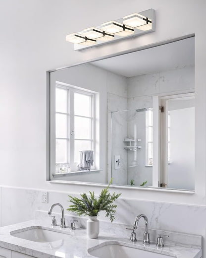 VONLUCE LED Modern Bathroom Vanity Light Fixture, Chrome | 26'', 4-Light, 3CCT, 360° Rotate, High CRI, Flicker-free, Dimmable, Memory Function, Waterproof IP44, Easy Installation