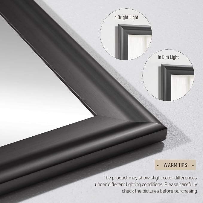 Wall Grey Mirror for Bathroom,Rectangle Rustic 24 x 36 inch Vanity Mirrors | Hanging Mirror with Wood Grain Finish Frame for Living Room,Bedroom,Entryway