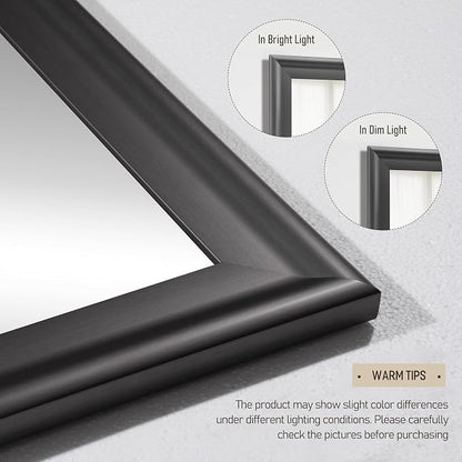 Wall Grey Mirror for Bathroom,Rectangle Rustic 24 x 36 inch Vanity Mirrors | Hanging Mirror with Wood Grain Finish Frame for Living Room,Bedroom,Entryway