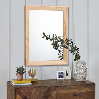 AAZZKANG Rustic Mirrors for Wall Rectangle Wood Frame Mirror Decorative for Farmhouse Bedroom Bathroom Living Room Large 20"x16"