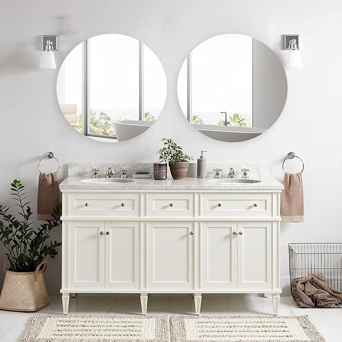 30 Inches Round Bathroom Medicine Cabinet, Frameless Circle Mirror Cabinet Wall Mounted Cabinet with Surface Mount Installation